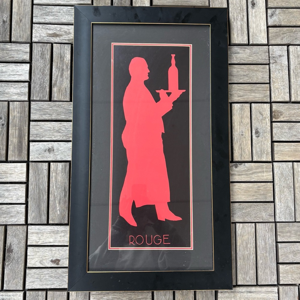 Vintage French art print in a wooden frame.